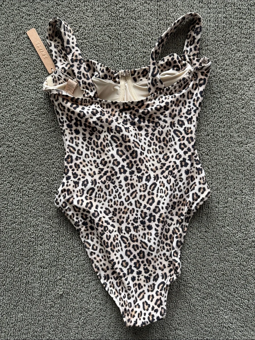 SKIMS Leopard Print One-Piece Swimsuit - Cream, Black, Brown Spots